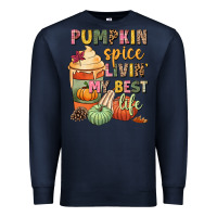 Navy Pumpkin spice livin' my best life Premium Sweatshirt - NancyCooperArtShop