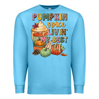 Ocean Blue Pumpkin spice livin' my best life Premium Sweatshirt - NancyCooperArtShop