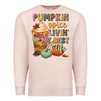 Pale Pink Pumpkin spice livin' my best life Premium Sweatshirt - NancyCooperArtShop