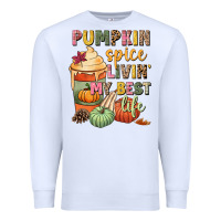 White Pumpkin spice livin' my best life Premium Sweatshirt - NancyCooperArtShop