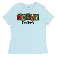 Baby Blue Merry Christmas Ladies Tee - CowhideDigitalArt