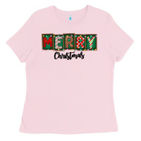 Bubblegum Pink Merry Christmas Ladies Tee - CowhideDigitalArt