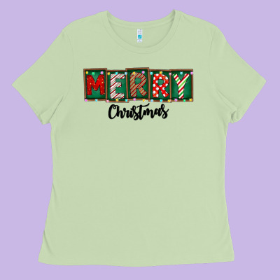 Merry Christmas Ladies Tee Designed By Cowhidedigitalart