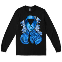 Black Blue ribbon with boxing gloves Long Sleeve Tee - NancyCooperArtShop