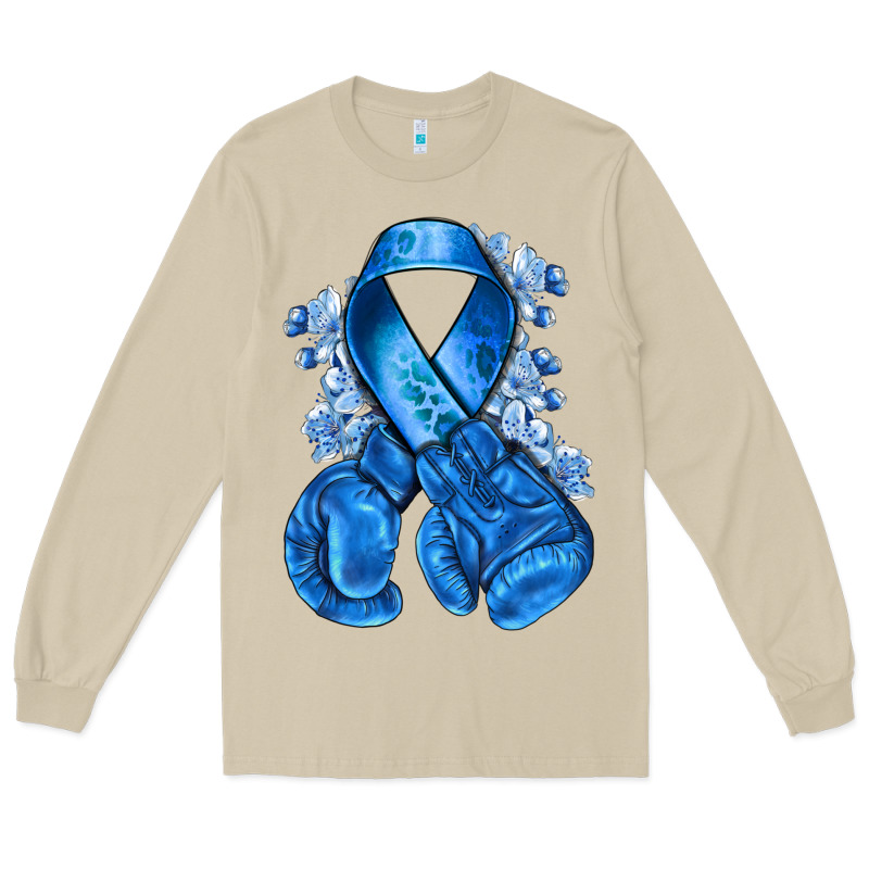 Blue Ribbon With Boxing Gloves Long Sleeve Tee by NancyCooperArtShop | Teevron