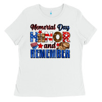 White Memorial day honor and remember Ladies Tee - Neo Western