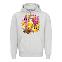 Dove Grey retro softball Zipper Hoodie - Artiststas