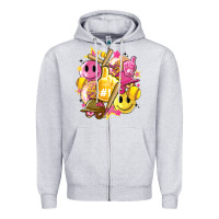 Heather Grey retro softball Zipper Hoodie - Artiststas