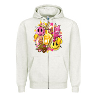 Oatmeal Heather retro softball Zipper Hoodie - Artiststas