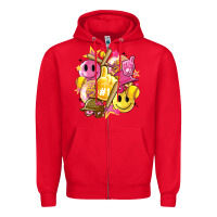 Red retro softball Zipper Hoodie - Artiststas