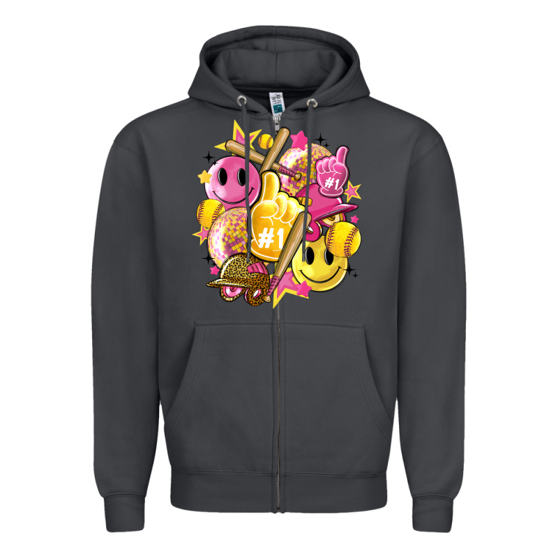 Retro Softball Zipper Hoodie by Artiststas | Teevron