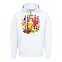 White retro softball Zipper Hoodie - Artiststas