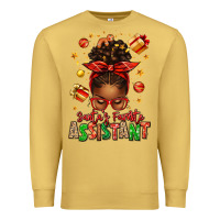 Antique Gold santa's favorite assistant afro messy bun Premium Sweatshirt - texasbilliewilder