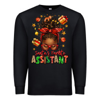 Black santa's favorite assistant afro messy bun Premium Sweatshirt - texasbilliewilder