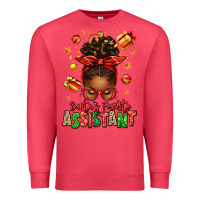 Cardinal santa's favorite assistant afro messy bun Premium Sweatshirt - texasbilliewilder