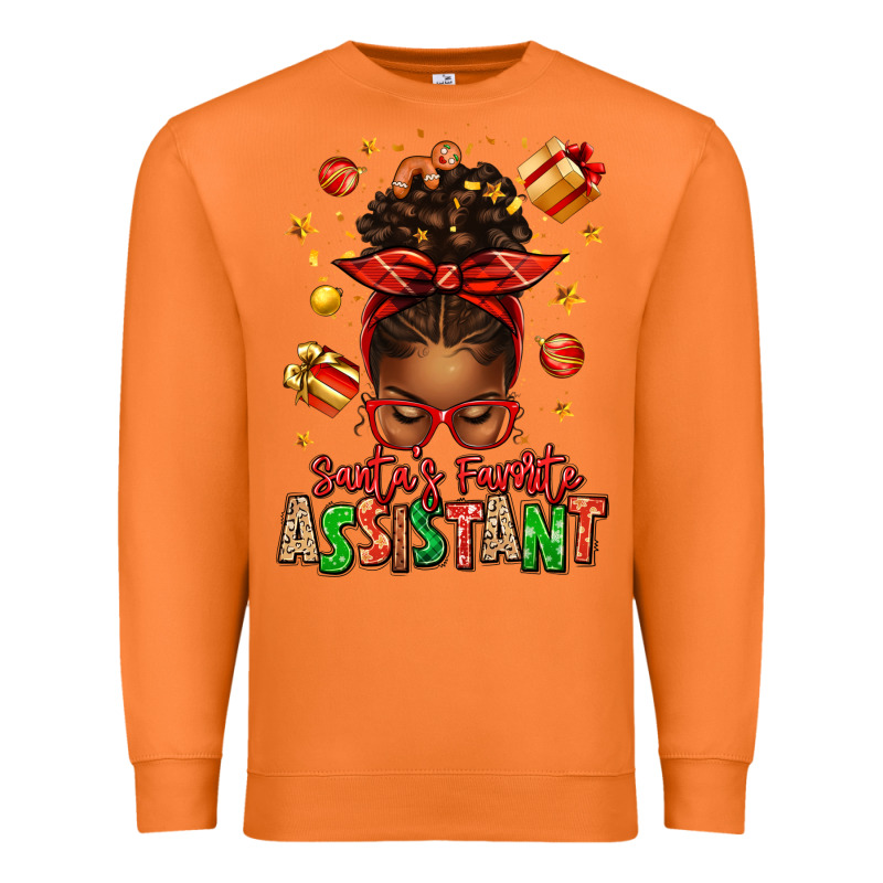 Santa's Favorite Assistant Afro Messy Bun Premium Sweatshirt by texasbilliewilder | Teevron