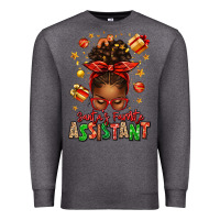 Charcoal Heather santa's favorite assistant afro messy bun Premium Sweatshirt - texasbilliewilder