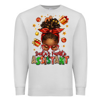 Dove Grey santa's favorite assistant afro messy bun Premium Sweatshirt - texasbilliewilder