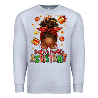 Heather Grey santa's favorite assistant afro messy bun Premium Sweatshirt - texasbilliewilder
