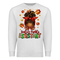 Oatmeal Heather santa's favorite assistant afro messy bun Premium Sweatshirt - texasbilliewilder