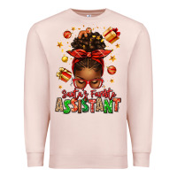 Pale Pink santa's favorite assistant afro messy bun Premium Sweatshirt - texasbilliewilder