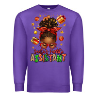 Purple santa's favorite assistant afro messy bun Premium Sweatshirt - texasbilliewilder