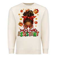Sandshell santa's favorite assistant afro messy bun Premium Sweatshirt - texasbilliewilder