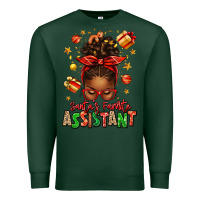 Sports Green santa's favorite assistant afro messy bun Premium Sweatshirt - texasbilliewilder