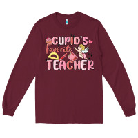 Burgundy cupid's favorite teacher Long Sleeve Tee - MaliasSmallBusiness