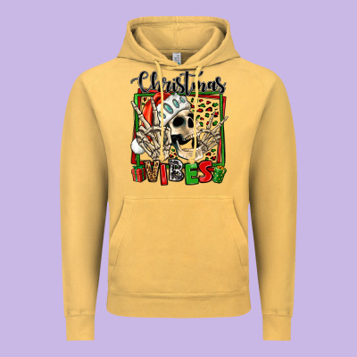 Christmas Vibes Skeleton Vintage Hoodie Designed By Jasminsmagicworld