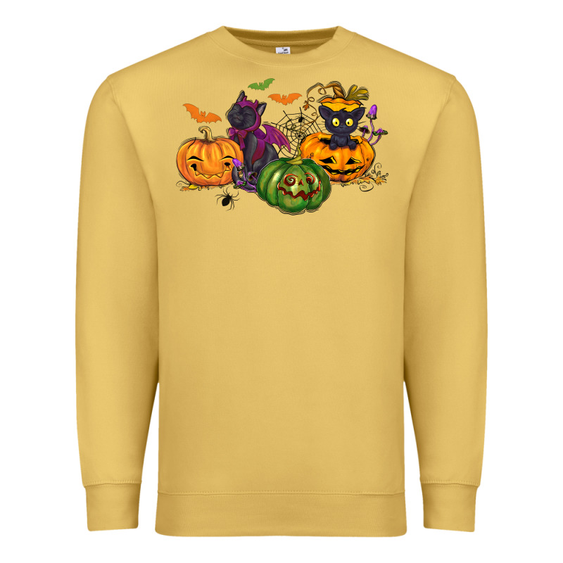 Black Cat And Pumpkin Premium Sweatshirt by NancyCooperArtShop | Teevron