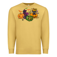 Antique Gold Black cat and pumpkin Premium Sweatshirt - NancyCooperArtShop
