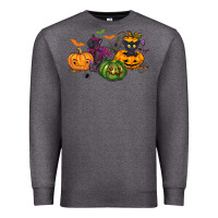 Charcoal Heather Black cat and pumpkin Premium Sweatshirt - NancyCooperArtShop
