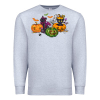 Heather Grey Black cat and pumpkin Premium Sweatshirt - NancyCooperArtShop