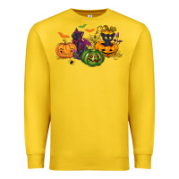 Lemon Black cat and pumpkin Premium Sweatshirt - NancyCooperArtShop