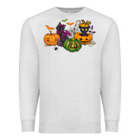 Oatmeal Heather Black cat and pumpkin Premium Sweatshirt - NancyCooperArtShop