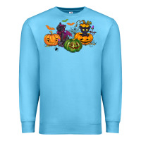 Ocean Blue Black cat and pumpkin Premium Sweatshirt - NancyCooperArtShop