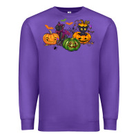 Purple Black cat and pumpkin Premium Sweatshirt - NancyCooperArtShop