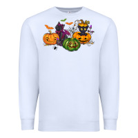 White Black cat and pumpkin Premium Sweatshirt - NancyCooperArtShop