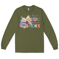 Army Green just a girl who loves books Long Sleeve Tee - MaliasSmallBusiness
