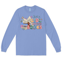 Colony Blue just a girl who loves books Long Sleeve Tee - MaliasSmallBusiness