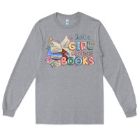 Heather Grey just a girl who loves books Long Sleeve Tee - MaliasSmallBusiness