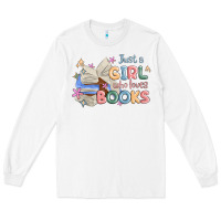 White just a girl who loves books Long Sleeve Tee - MaliasSmallBusiness