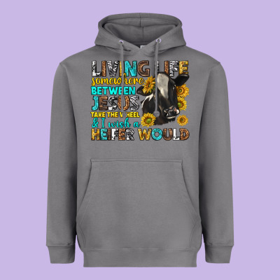 Living Life Somewhere Between Jesus Heavyweight Hoodie Designed By Texasbilliewilder