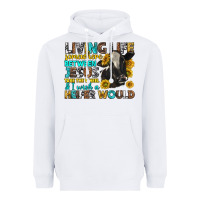 White Living Life Somewhere Between Jesus Heavyweight Hoodie - texasbilliewilder