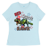 Baby Blue Red white rawr 4th of July Ladies Tee - CowGirlArtShop