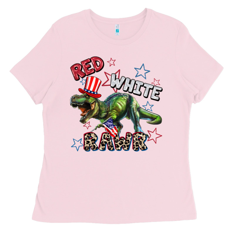 Red White Rawr 4th Of July Ladies Tee by CowGirlArtShop | Teevron