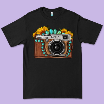 Sunflower Gemstone Vintage Camera Premium Tee Designed By Fadigitalartstudio