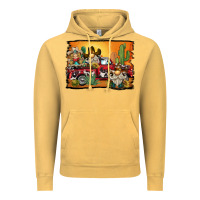 Vintage Mustard western truck cowboy gnome background Vintage Hoodie - BarkalooDesign