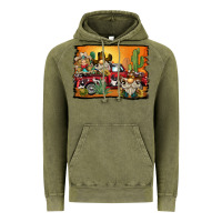 Vintage Olive western truck cowboy gnome background Vintage Hoodie - BarkalooDesign